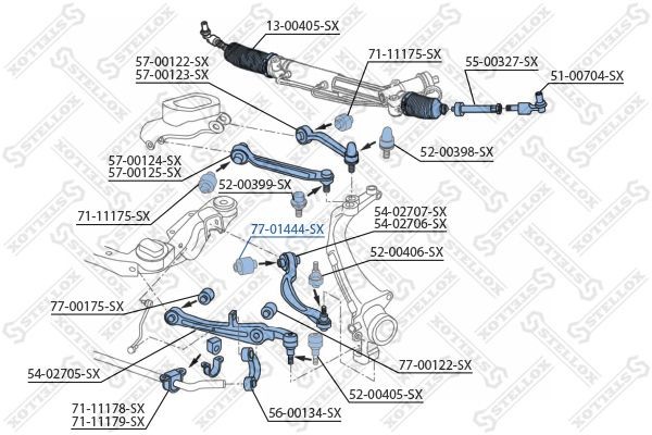 сайлентблок зад. нижн. рычага!\ Audi A8 all 02>, VW Phaeton all 02> 77-01444-SX STELLOX