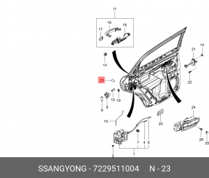 Отбойник SSANGYONG Actyon (10-) капота OE 7229511004 SSANG YONG