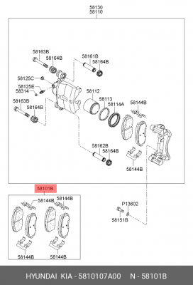 Колодки тормозные KIA Picanto передние (4шт.) OE 5810107A00 HYUNDAI KIA