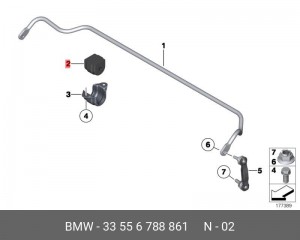 Резинометаллич. шарнир стабилизатора !D=13MM \BMW 5' F10, LCI, F11, F18, 33 55 6 788 861 BMW