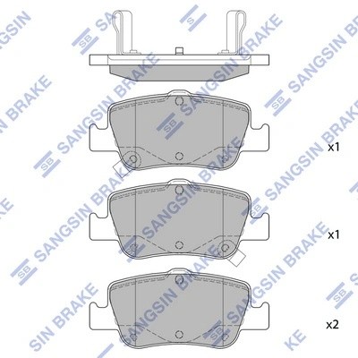 Колодки тормозные TOYOTA Auris (07-) задние (4шт.) SANGSIN SP1501 SANGSIN