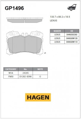 Колодки передние LEXUS LS460-600 06- GP1496 GP1496 SANGSIN