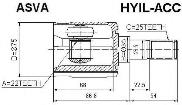 ШРУС ВНУТРЕННИЙ ЛЕВЫЙ 22x35x25 [12] HYILACC HYIL-ACC ASVA