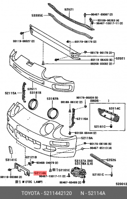 кронштейн бампера переднего !накладка для номера\Toyota RAV4 12-19 52114-42120 TOYOTA