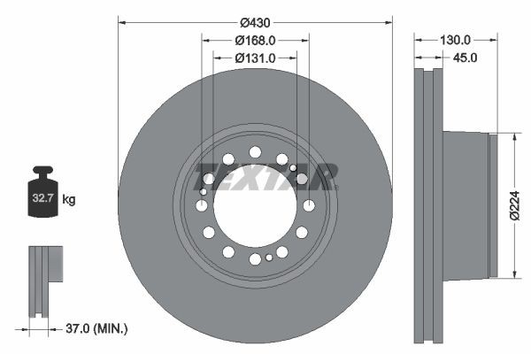 Диск тормозной SAF SKRB9022K01 (SK7) (430х45х130мм) (1шт.) TEXTAR 93101800 TEXTAR