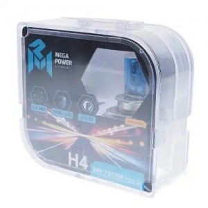 Лампа 24V H4 75/70W P43t-38 бокс (2шт.) Blue White MEGAPOWER 37033025 MEGA POWER