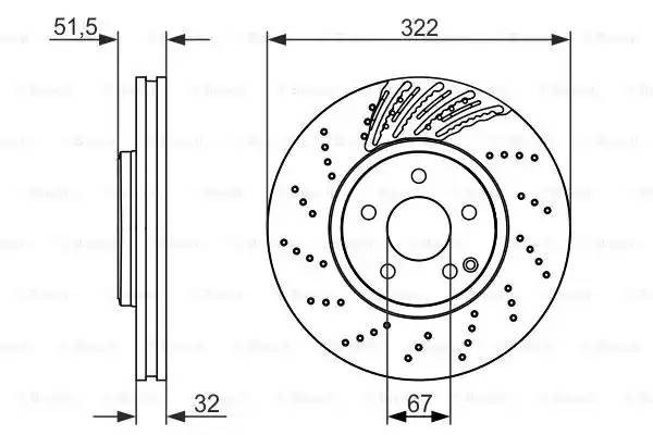 Диск тормозной MERCEDES CLS (C218) (14-) передний (1шт.) BOSCH 0 986 479 720 BOSCH