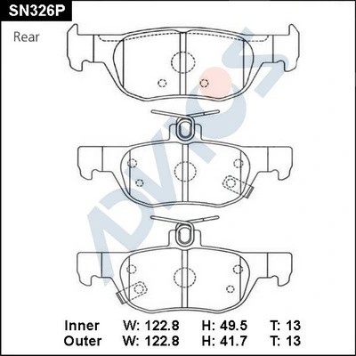 Дисковые тормозные колодки ADVICS SN326P ADVICS
