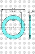 Шайба стопорная 43x61x5.8  внутр выступ, сталь  ECO 0332073130 BPW