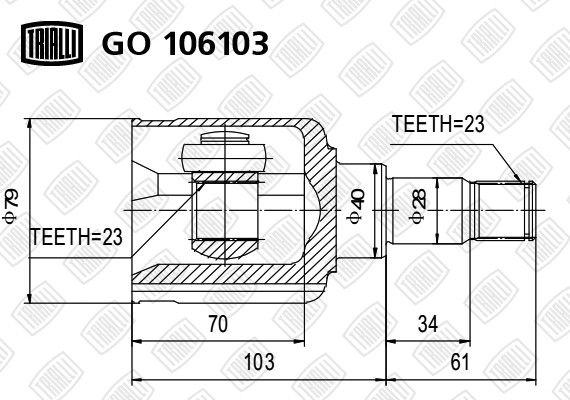 ШРУС Ford Focus II (05-)/C-Max (03-) 1.8i MT (внутр. лев.) (GO 106103) GO 106103 TRIALLI