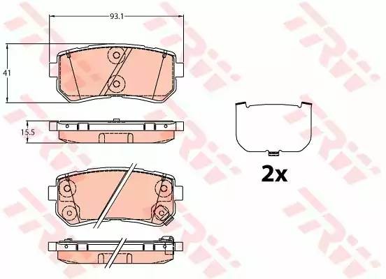 Колодки тормозные KIA Sportage (15-) задние (4шт.) TRW GDB3636 TRW