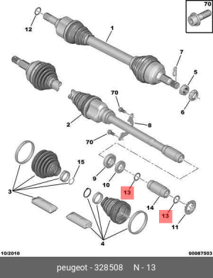 кольцо уплотнительное !\ Citroen C2/C3/C4/C5/C8, Peugeot 206/207/306/307 3285 08 CITROEN PEUGEOT