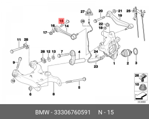 болт подвески!\ BMW E39/E60/E38/E65/X5 all 94> 33 30 6 760 591 BMW