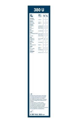 Щетка стеклоочистителя TOYOTA Prius (12-) 380мм Twin BOSCH 3397011353 BOSCH
