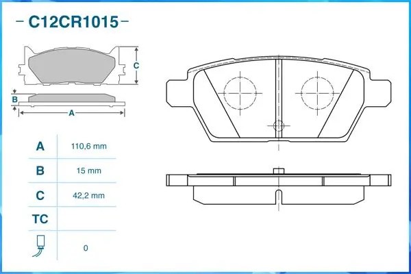 Тормозные колодки задние Low Metallic C12CR1015 C12CR1015 CWORKS