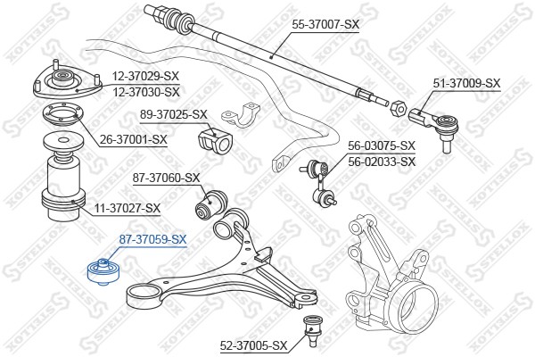 сайлентблок рычага пер.!\ Honda Civic EU/EP/ES 01> 87-37059-SX STELLOX