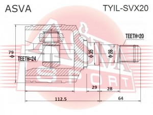 ШРУС ВНУТРЕННИЙ ЛЕВЫЙ 24X35X20 TYILSVX20 TYIL-SVX20 ASVA