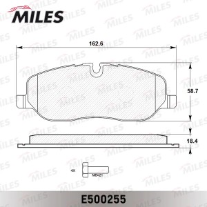 Колодки тормозные передние (Смесь CERAMIC серия PRO) LAND ROVER DISCOVERY III 04 E500255 MILES