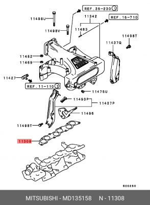 Прокладка коллектора MITSUBISHI Pajero (82-00) выпускного OE MD135158 MITSUBISHI