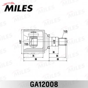 ШРУС внутренний правый TOYOTA CARINA FF CT215/ST215 4WD 1996-2001 GA12008 GA12008 MILES