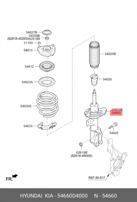 Амортизатор KIA Optima (16-) передний правый OE 54660D4000 HYUNDAI KIA