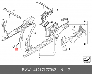 Кронштейн BMW 1 (E81,E87) крепления крыла переднего OE 41 21 7 177 362 BMW