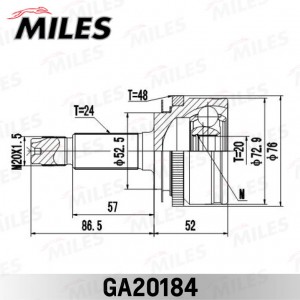 ШРУС наружный KIA PICANTO 1.0/1.1 04- (SKF VKJA5479) GA20184 GA20184 MILES
