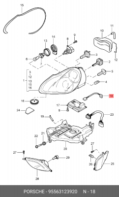 95563123920 КАБЕЛЬ БЛОКА XENON 95563123920 PORSCHE
