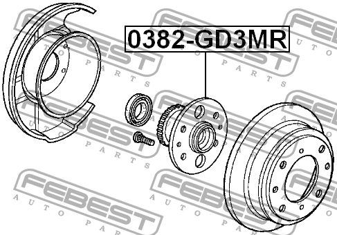 к-кт подшипника ступ. зад.!\ Honda Jazz 02> с ABS 0382-GD3MR FEBEST