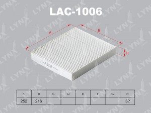 Фильтр салонный подходит для SKODA Fabia I-II 99 / Roomster 07, VW Polo 01 / Pol LAC-1006 LYNXAUTO