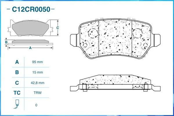 Тормозные колодки задние Low Metallic C12CR0050 C12CR0050 CWORKS