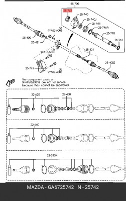 Сальник MAZDA 3 (06-) полуоси правый OE GA67-25-742 MAZDA