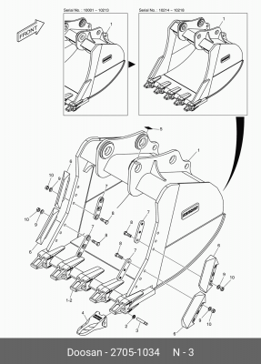 2705-1034 Палец коронки 2713-1226 27051034 DOOSAN