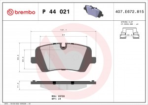 Колодки тормозные LAND ROVER Range Rover (12-) задние (4шт.) BREMBO P44021 BREMBO