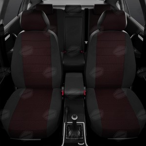 Авточехлы универсальные экокожа-жаккард черно-красные комплект AVTOLIDER UJK31-0105 AVTO LIDER 1
