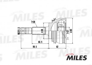 ШРУС наружный TOYOTA CELICA/CAMRY/PREVIA/LEXUS ES250 2.0-2.5 89-01 (GKN 302814)  GA20472 MILES