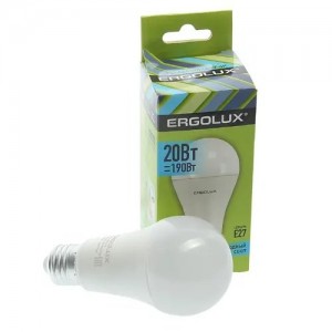 Лампа светодиодная E27 A65 20W (190W) 220V холодный ERGOLUX ELLEDA6520WE274K ERGOLUX