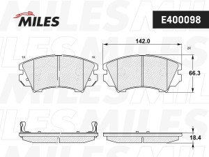 Колодки тормозные передние (без датчика) (Смесь Low-Metallic) OPEL INSIGNIA 08-/ E400098 MILES