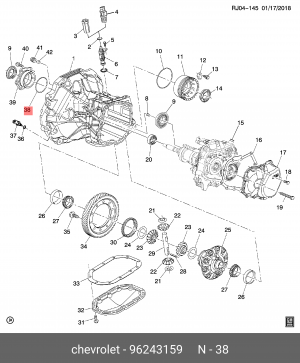 Кольцо уплотнительное CHEVROLET Aveo (03-),Cruze (09-) подшипника дифференциала  96243159 GENERAL MOTORS