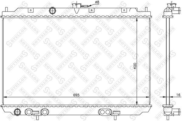радиатор системы охлаждения! МКПП\ Nissan Almera Tino 1.8i 16V 00-03 10-26721-SX STELLOX