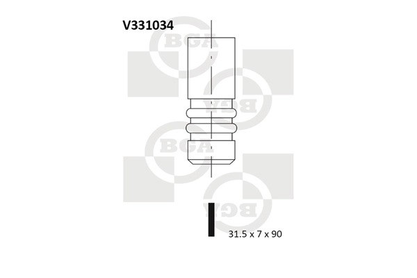 клапан выпускной! 31.5x7x90\ VW Golf/Passat/Polo/Sharan 1.4-1.9TDi 99> V331034 BG AUTOMOTIVE