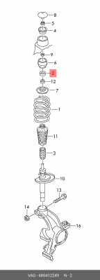 Подшипник опоры VW Polo (10-) AUDI A1 SKODA Fabia (07-),Rapid (13-) амортизатора 6R0 412 249 VAG