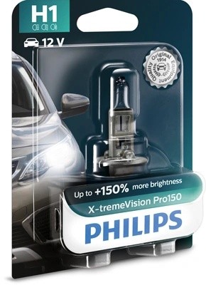 Лампа 12V H1 55W P14.5s +150% блистер (1шт.) X-Treme Vision Pro 150 PHILIPS 12258XVPB1 PHILIPS
