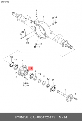 Подшипник ступицы KIA Bongo 3 (06-) задней наружный OE 0064726175 HYUNDAI KIA