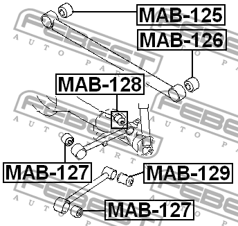 Сайлентблок задней нижней продольной тяги MAB-129 FEBEST