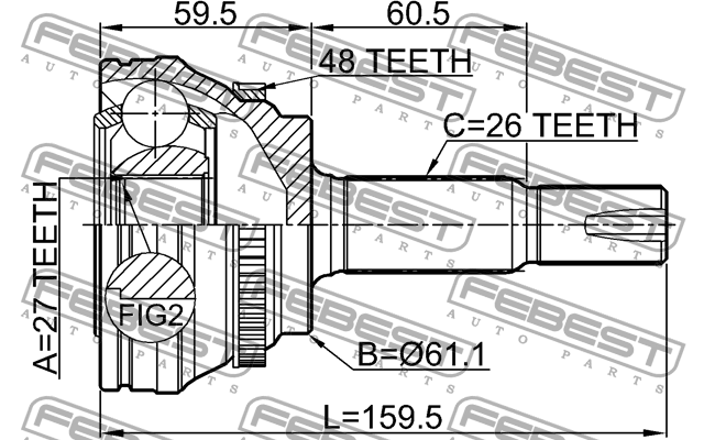 ШРУС внешний TOYOTA CAMRY/HYBRID ACV51/ASV50/AVV50/GSV50 2011- 0110-ASV50A48 0110-ASV50A48 FEBEST
