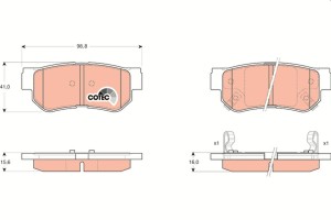 Колодки тормозные HYUNDAI Sonata 5,Getz,Tucson (04-) KIA Sportage (04-) задние ( GDB3284 TRW