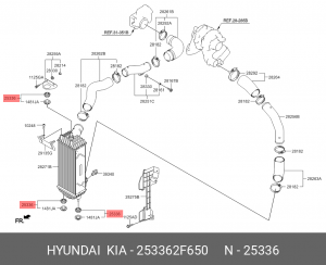 Подушка HYUNDAI Santa Fe (13-) KIA Sportage (15-) радиатора верхняя OE 253362F650 HYUNDAI KIA
