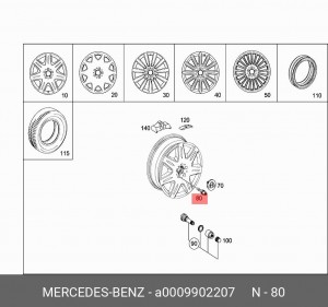 болт крепления колеса! M14x1.5x19\ MB W166/W222/V222/X222/W251/V251 06> A 000 990 22 07 MERCEDES BENZ