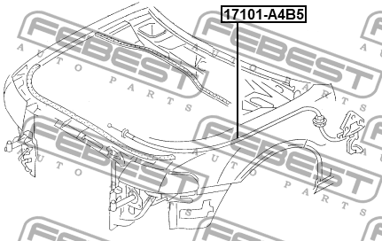 Тросик привода открывания замка капота AUDI A4 1995-2001 17101-A4B5 17101-A4B5 FEBEST